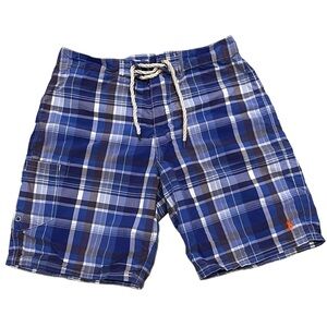 Polo Ralph Lauren Men’s Blue Plaid Unlined Swim Board Shorts Size 30